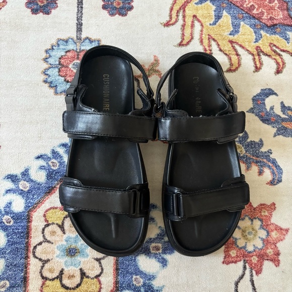 Cushionaire Shoes - Cushionaire Black Velcro Adjustable Double Strap Slip On Sandals Size 7